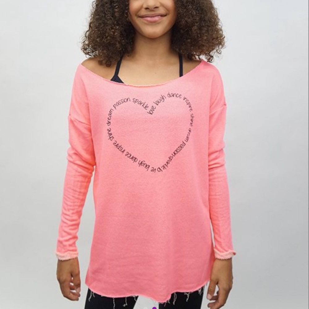 Trendy Trends Neon Pink 'Love, Dance, Inspire' Heart Cutout-Back Dolman Tee